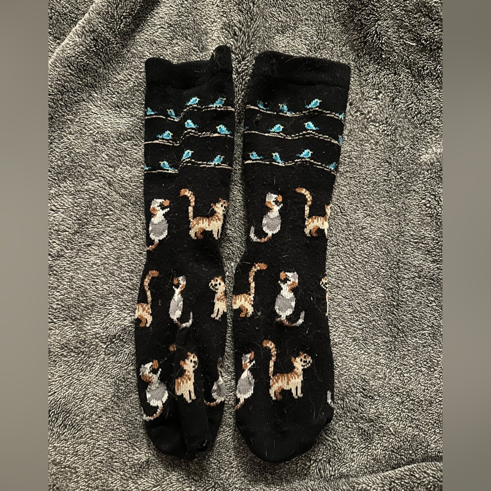 Fair Condition Cat Patterned Socks With Hole